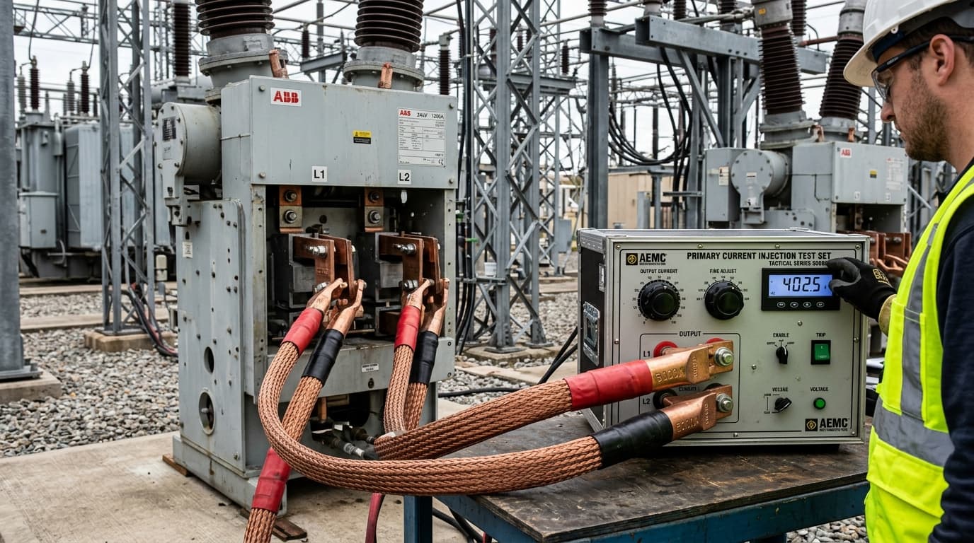 Heavy Primary Current Injection Test Set with High-Current Leads
